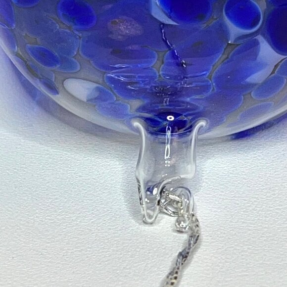 Handmade Blown Glass Ball Holiday Ornament Decor Cobalt Blue - Picture 6 of 7